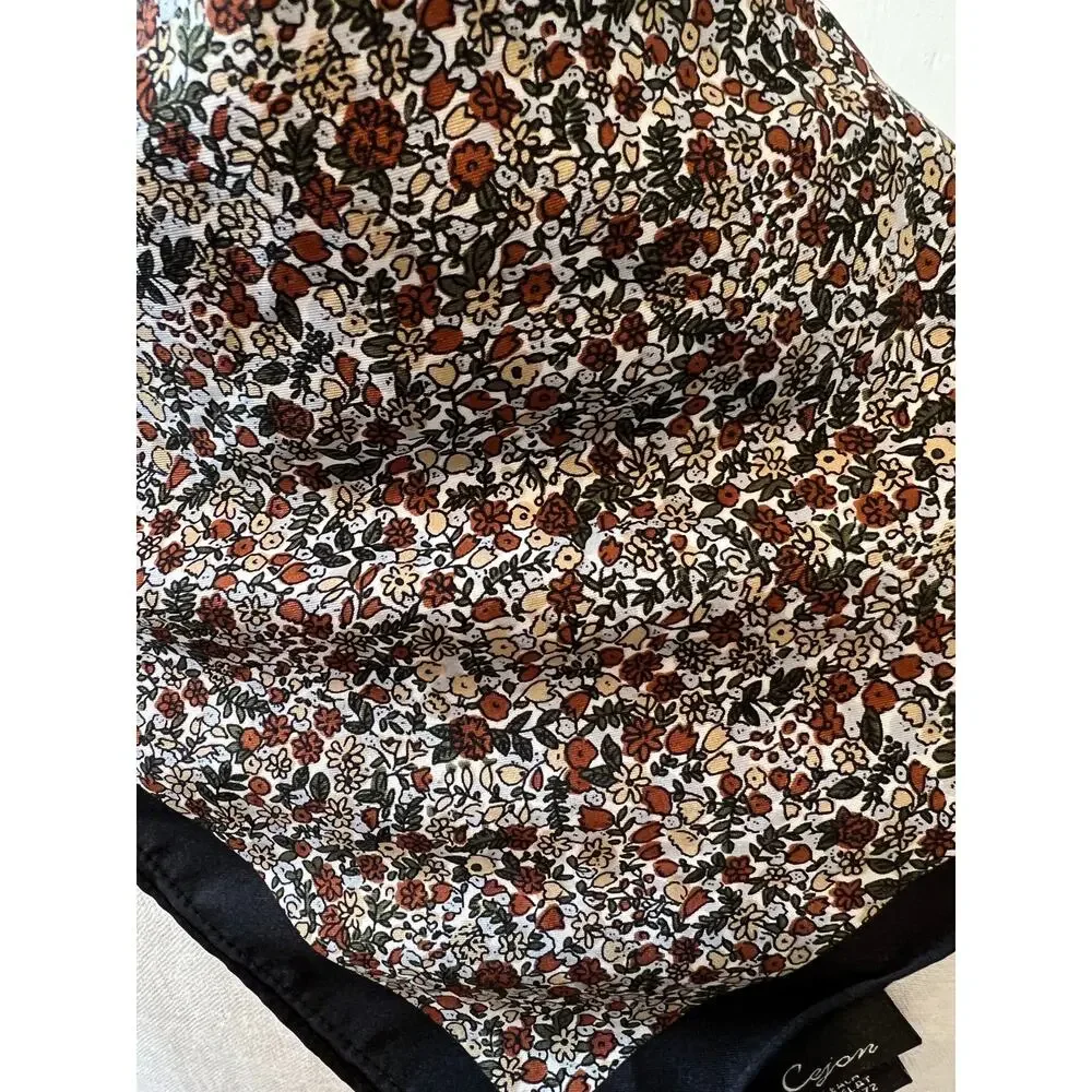 Vintage Cejon tiny brown floral print scarf - Picture 3 of 7